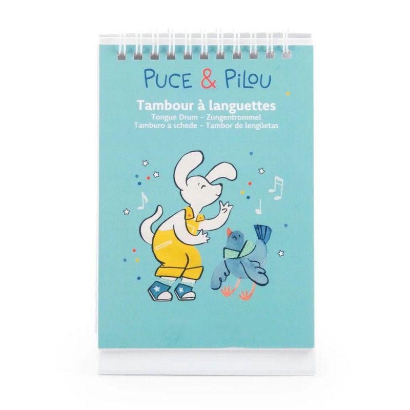 Tamburo a lingue in metallo (steel tongue drums) di colore azzurro, include bacchette, libretto con canzoni e borsa per il trasporto - una fantastica idea regalo per bambini!